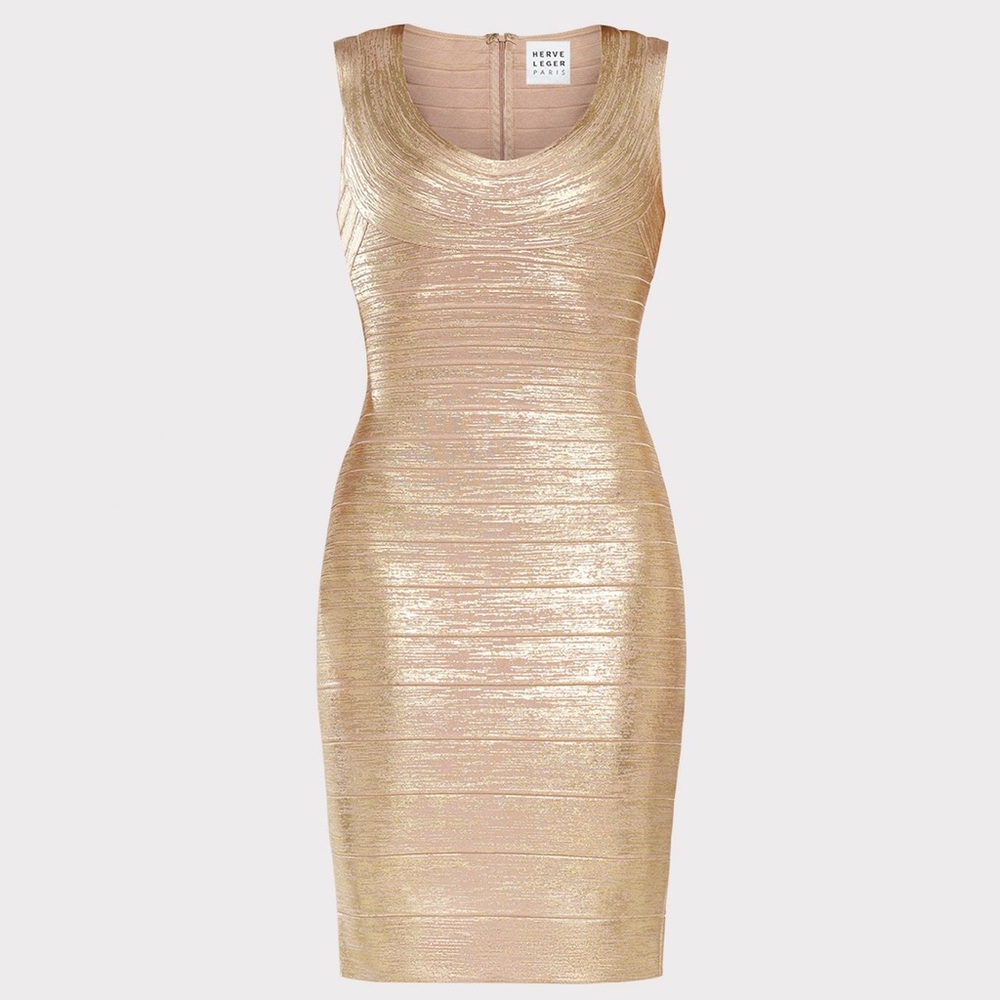 Herve Leger Metallic Rose Mini Dress